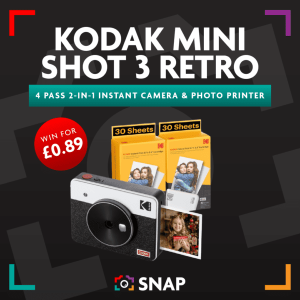 KODAK Mini Shot 3 Retro, 4 PASS 2-in-1 Instant Camera and Photo Printer