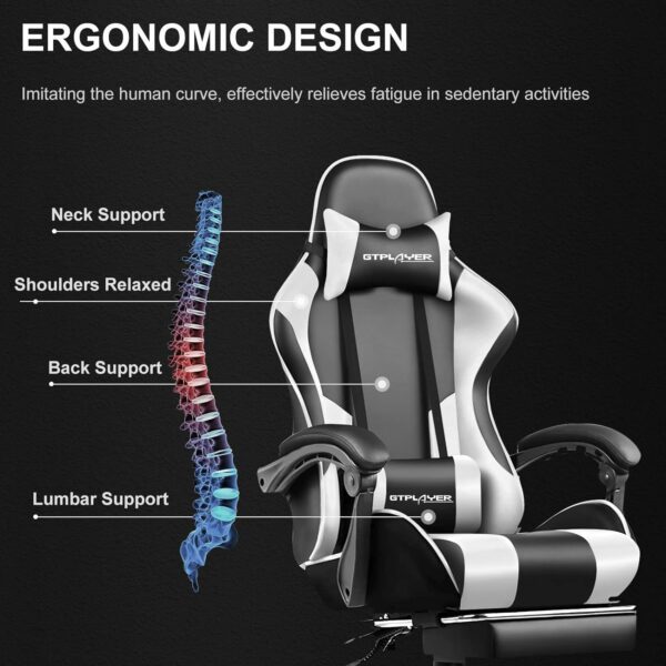 GTPLAYER Gaming Chair with massage lumbar support - Image 3