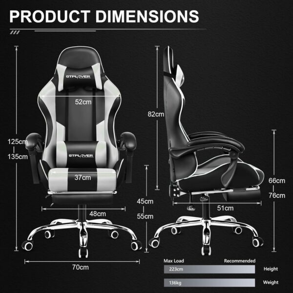 GTPLAYER Gaming Chair with massage lumbar support - Image 6