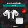 Apple AirPods Pro 3 wireless earbuds and MagSafe USB-C charging case on a black background