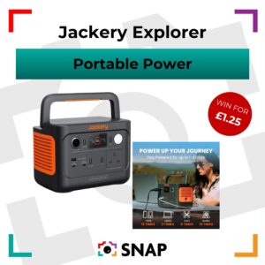 Jackery Explorer 240 v2 portable power station. Snap 300 competition prize