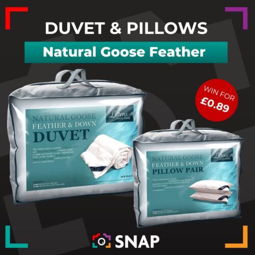 Goose feather and Down luxury pillows and duvet set competition prize